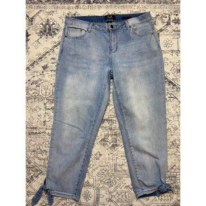 Earl Jean Capri Skinny Ankle Jeans With Tie Hem Womens 16 Petites Stretch Denim